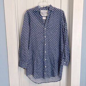 Rare Frank and Eileen Mary Linen Shirt Dress Blue Chambray White Stars Size XS